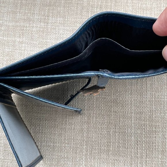 Genuine Blue Leather Wallet Multi Card Holder Handmade Bifold Men Wallet Purse - Picture 8 of 12